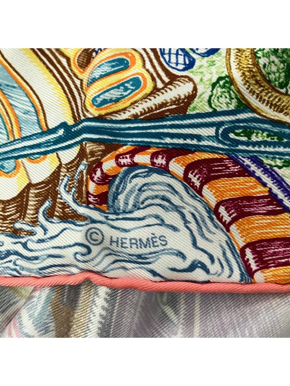Hermes Carre 90 White Purple Multi #277615H65B - Picture 2 of 4